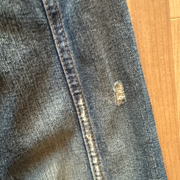 Free People Distressed Denim Jean Jacket Oversized XS (Medium) Dark Wash Trucker - Picture 10 of 12